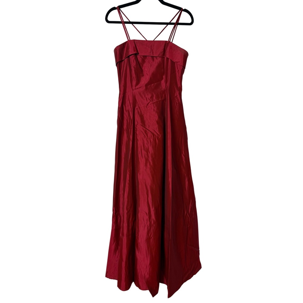 Y2K Roberta Red Taffeta Lace Up Back Formal Evening Gown Dress Size 9/10 Vintage